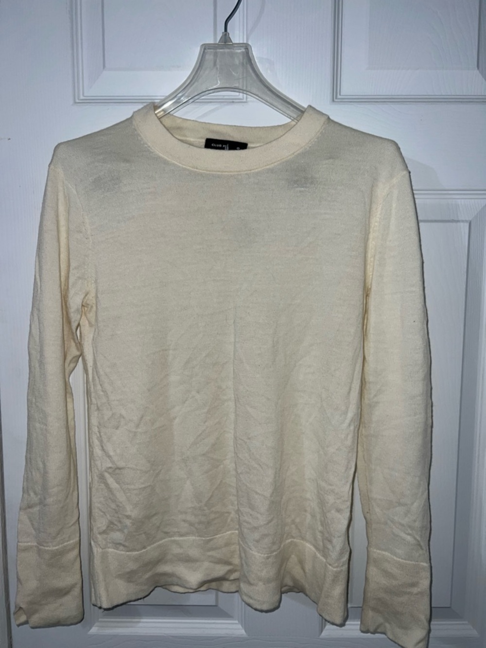 Club Monaco Ivory Ribbed Knit Top